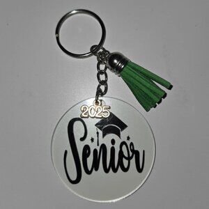 Senior 2025 round keychain with tassel